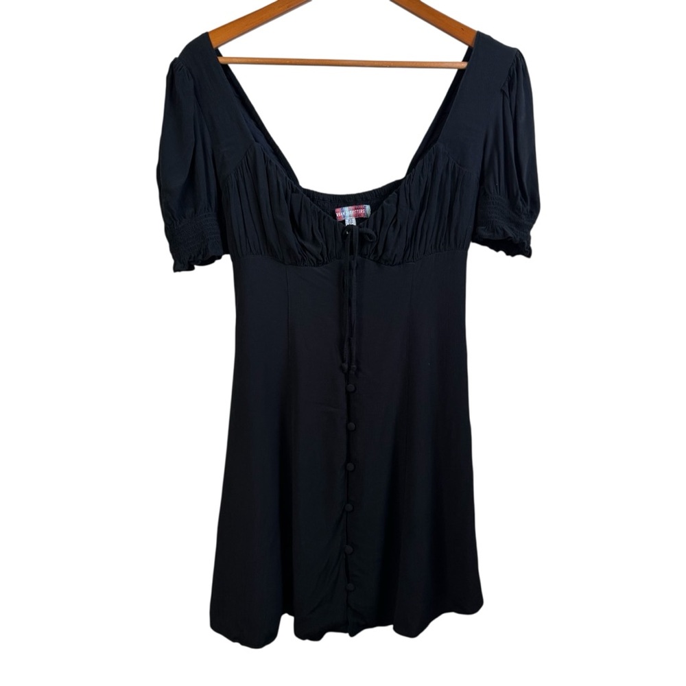 Urban Outfitters Black Button Mini Dress size Xsmall  tie front